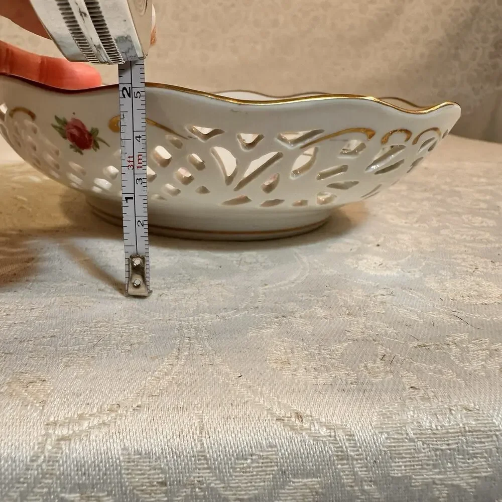 Antique Schumann Arzberg Reticulated German Plate Birds Of Paradise & Florals